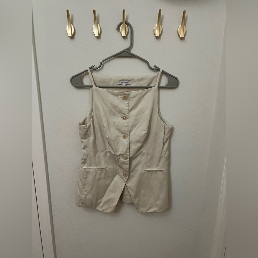 Madewell Cream Button Up Vest, Sz 0